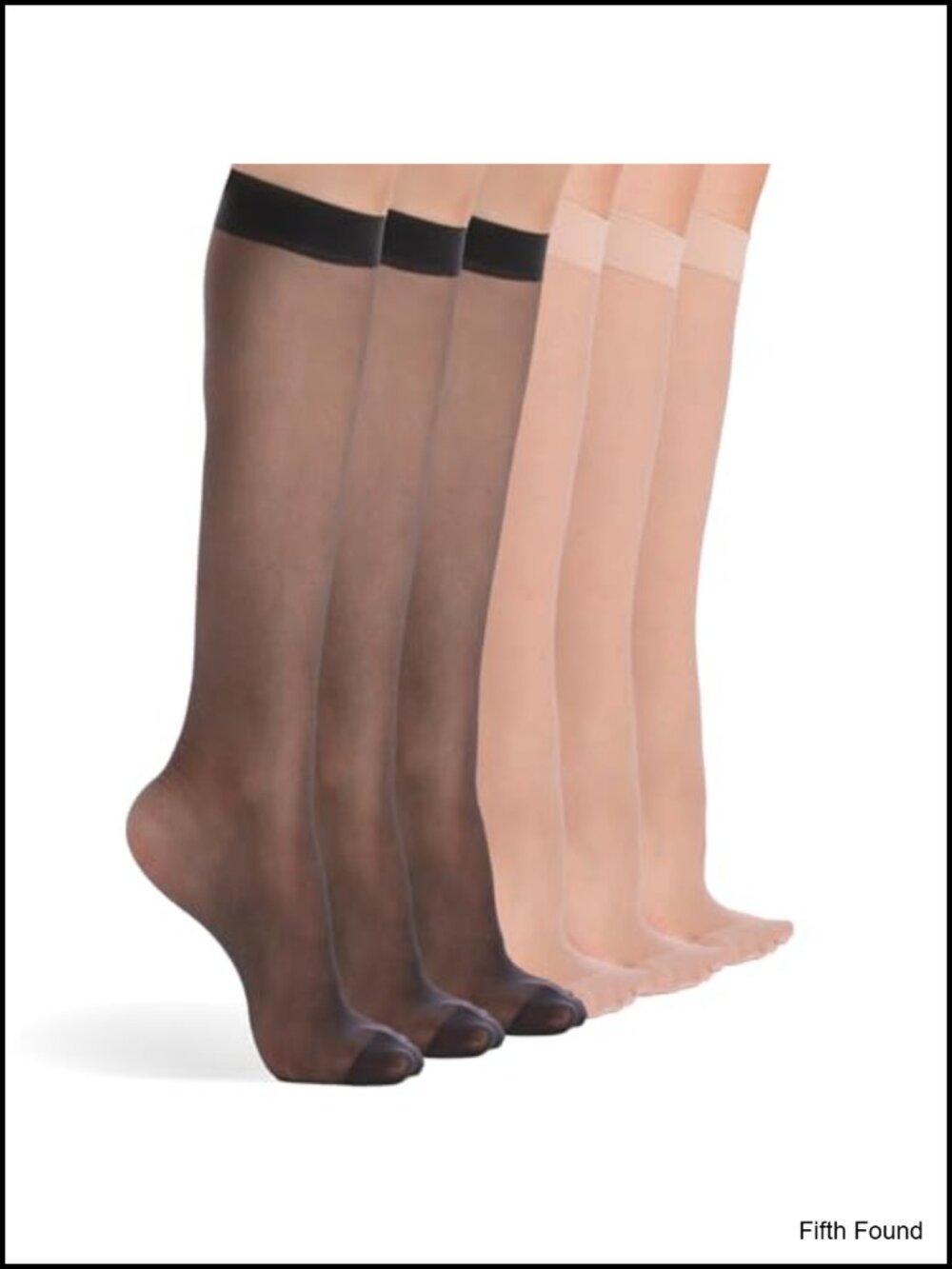 Knee High Stockings 20 Denier Nylon Sheer Socks Reinforced Toe 6 Pairs
